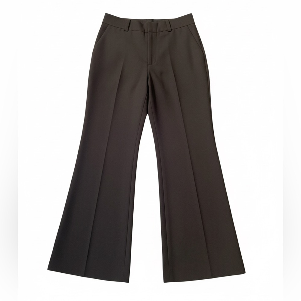 Karen Kane brown pant wide Leg 4 polyester rayon spandex side pockets belt loops - Picture 2 of 11